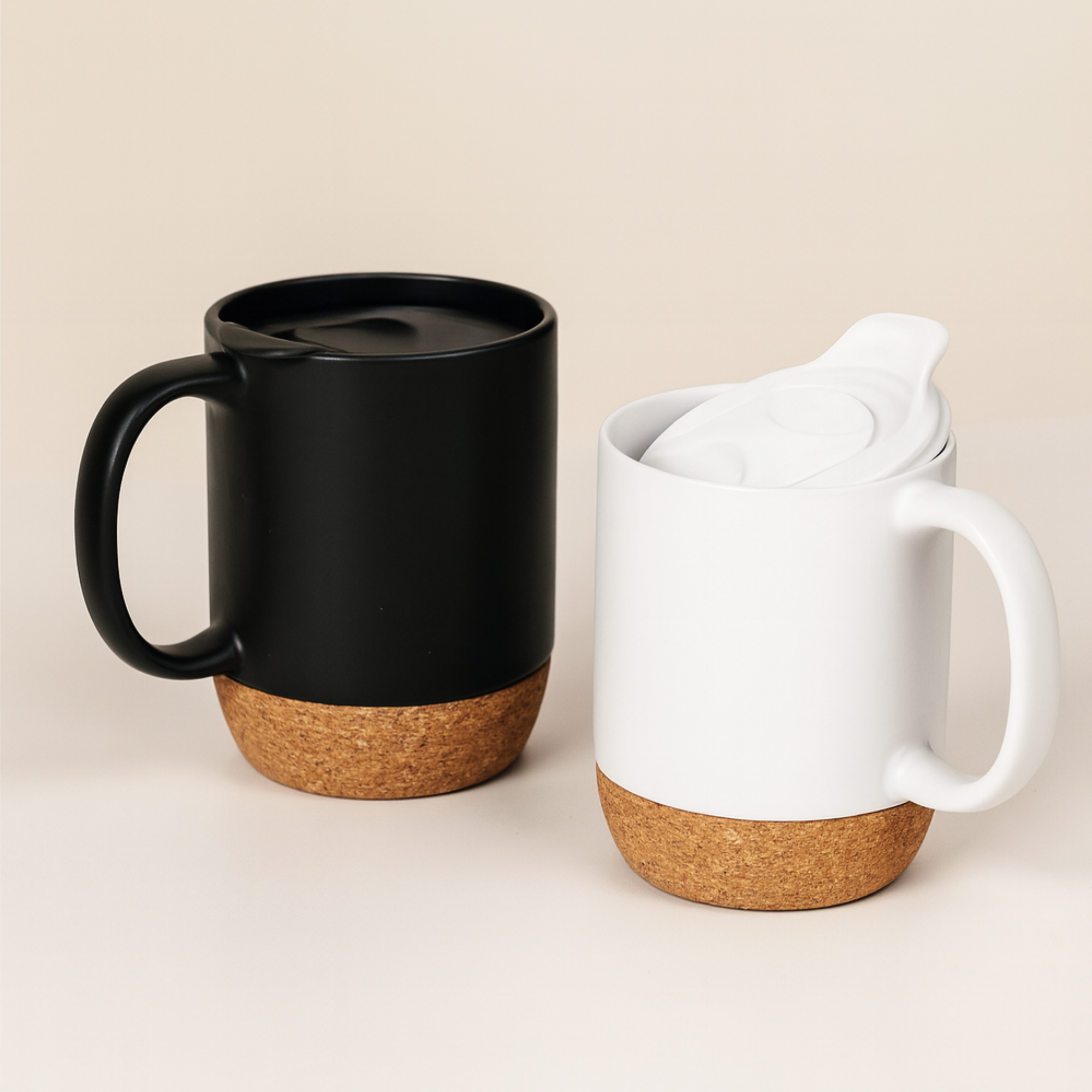 The Wandering Bean Cork Base Coffee Mug, Ceramic Mug with Insulated Cork Bottom