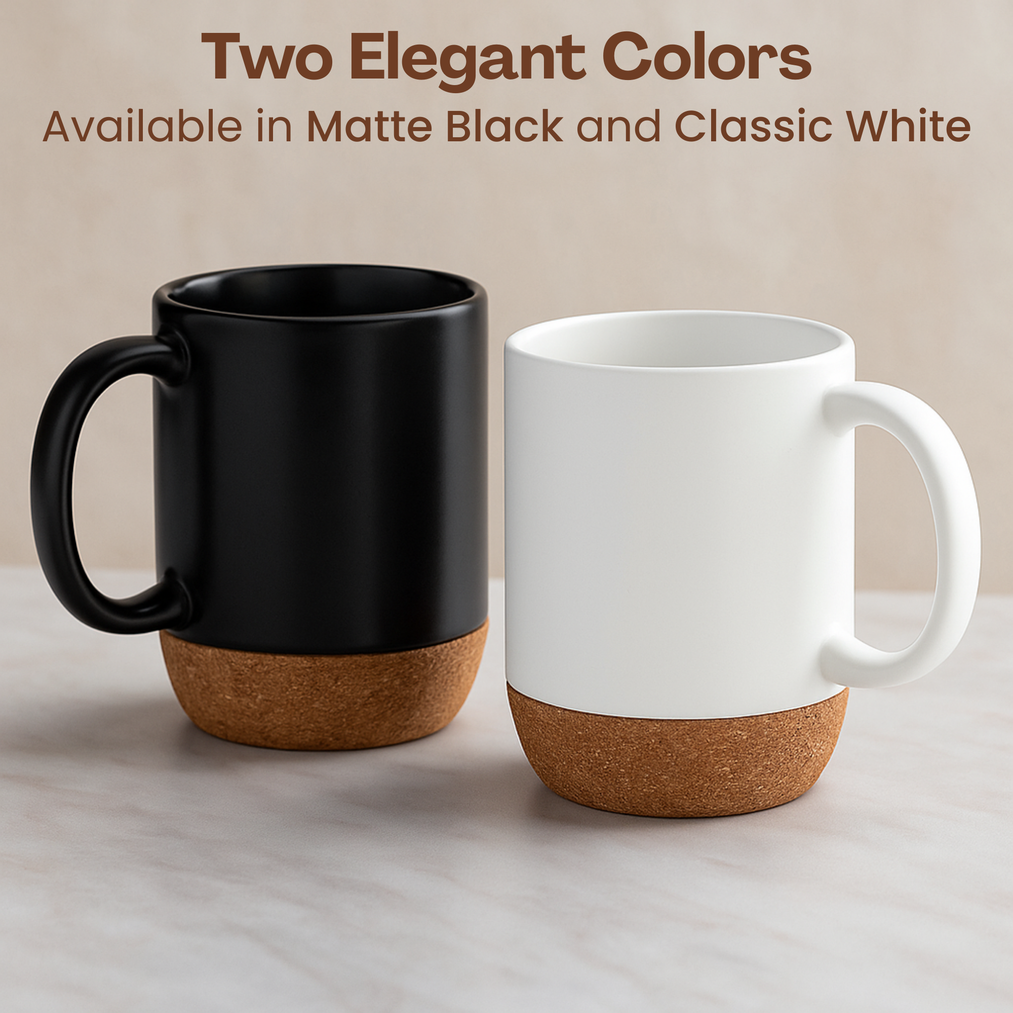 The Wandering Bean Cork Base Coffee Mug, Ceramic Mug with Insulated Cork Bottom