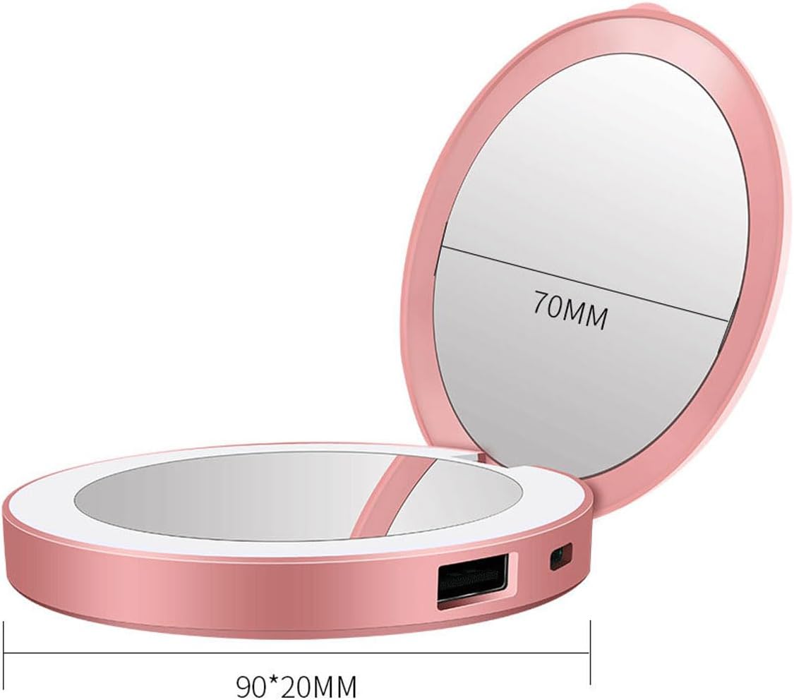 Portable Decorative Mirror Mini LED Ring Light Tri-fold Illuminating Rechargeable Power Bank