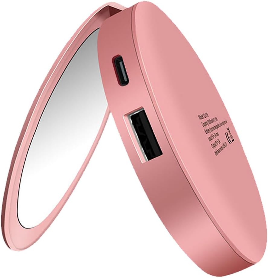 Portable Decorative Mirror Mini LED Ring Light Tri-fold Illuminating Rechargeable Power Bank