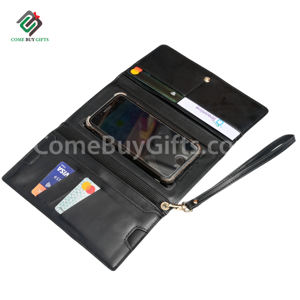Custom PU leather wallet wireless charger power banks with Custom name.