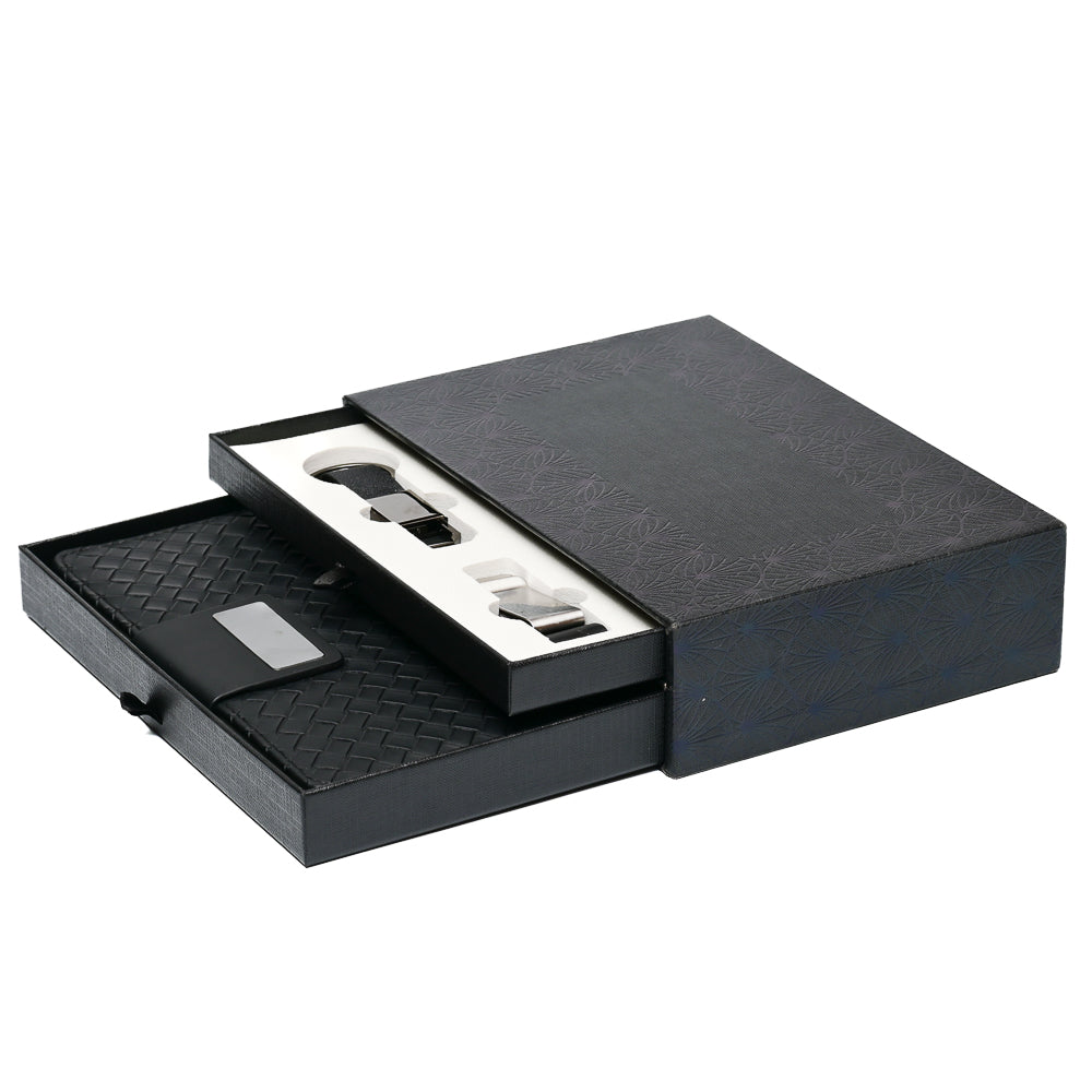 Premium Executive Gift Set – 2 Luxury Pens, Leather Key chain, Metal Book Holder & Woven Diary