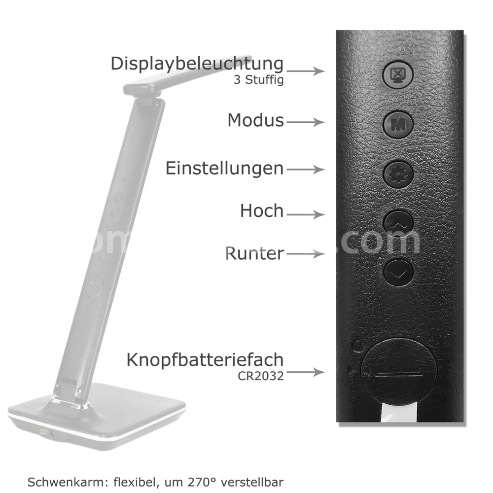 LED Desk Lamp with Flexible Arm, Alarm Clock and Built-in Wireless Charger