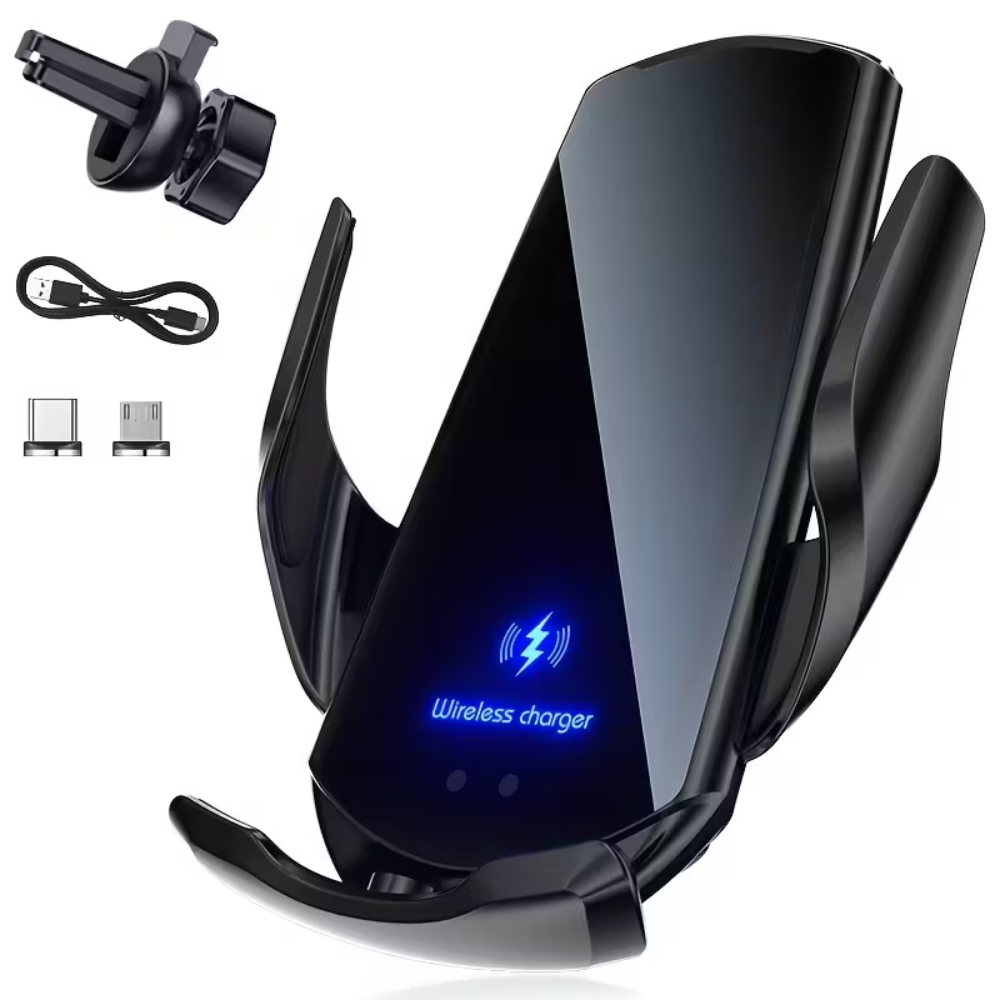 Smart Sensor Car Phone Wireless Charger, 15W Fast Charging Auto-Clamping Car Phone Holder for iPhone & Android