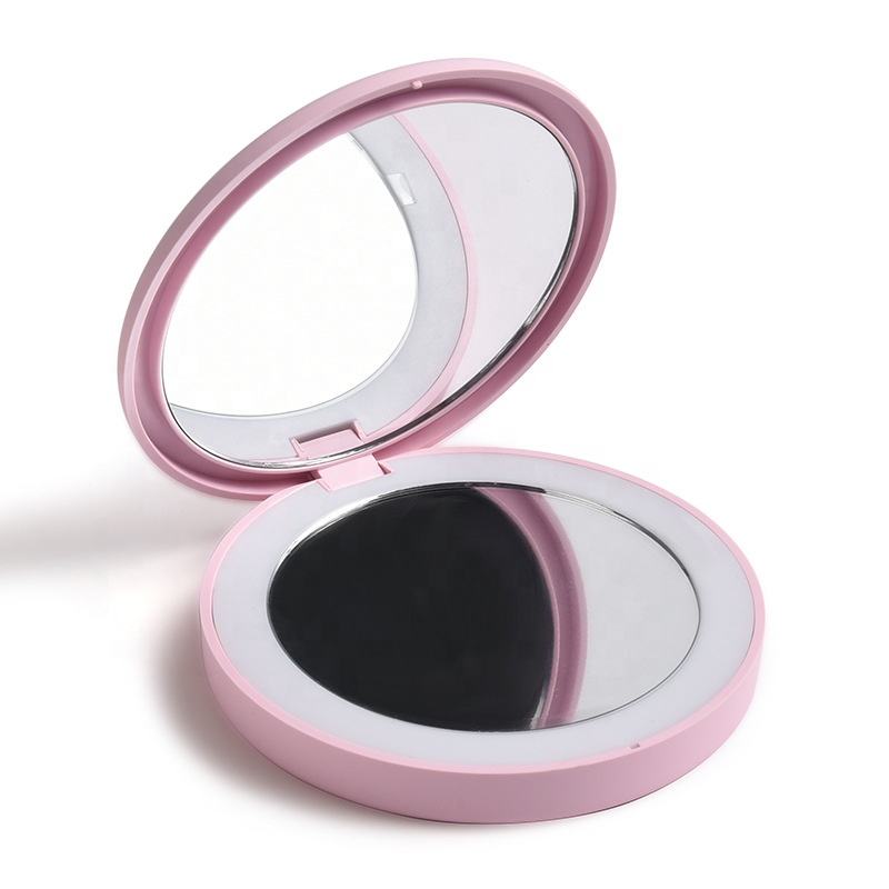 Portable Decorative Mirror Mini LED Ring Light Tri-fold Illuminating Rechargeable Power Bank