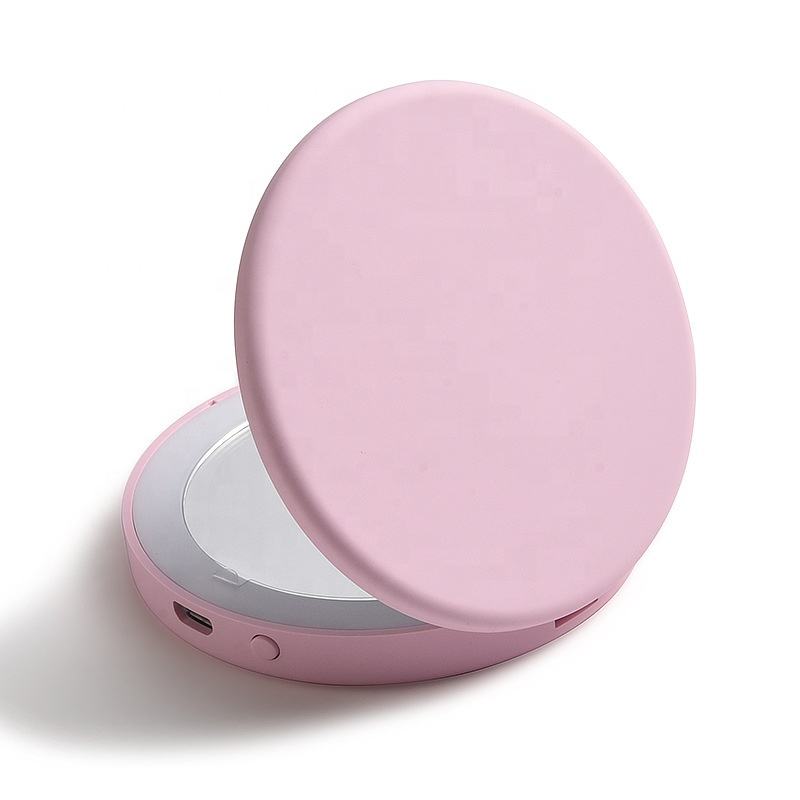 Portable Decorative Mirror Mini LED Ring Light Tri-fold Illuminating Rechargeable Power Bank